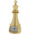 Miniature Clock Gold Plated Chess King Solid Brass IMP89 - CLEARANCE NEEDS RE-BATTERY