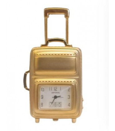 Miniature Clock Gold Plated Travel Bag Solid Brass IMP608G - CLEARANCE NEEDS RE-BATTERY
