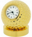 Miniature Clock Goldtone Plated Metal Golf Ball on Stand Solid Brass IMP25 - CLEARANCE NEEDS RE-BATTERY