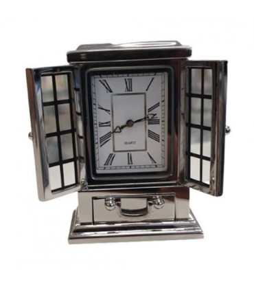 Miniature Clock Rectangle Silver Plated Solid Brass IMP40S - CLEARANCE NEEDS RE-BATTERY