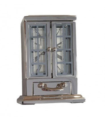 Miniature Clock Rectangle Silver Plated Solid Brass IMP40S - CLEARANCE NEEDS RE-BATTERY