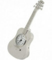 Miniature Clock Silver Plated Free-Standing Guitar Solid Brass IMP86S - CLEARANCE NEEDS RE-BATTERY