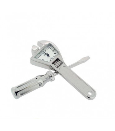 Miniature Clock Silver Plated Tool Set Solid Brass IMP1033 - CLEARANCE NEEDS RE-BATTERY