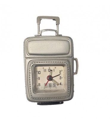 Miniature Clock Silver Plated Travel Bag Solid Brass IMP608 - CLEARANCE NEEDS RE-BATTERY