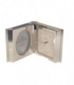 Miniature Clock Silvertone Plated Photo Frame & Clock Solid Brass IMP100S - CLEARANCE NEEDS RE-BATTERY
