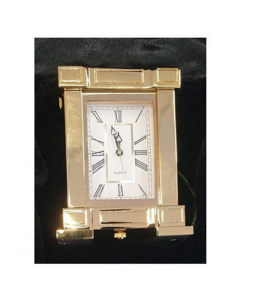 Miniature Clock Rectangle French Mantel Gold Polished Solid Brass IMP38 - CLEARANCE NEEDS RE-BATTERY