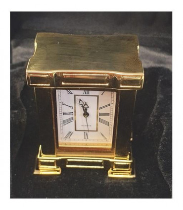 Miniature Clock Rectangle French Mantel Gold Polished Solid Brass IMP38 - CLEARANCE NEEDS RE-BATTERY