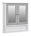 Mirror Cabinet Wall Mounted with Double Mirrored Doors, Hanging Cabinet, Grey