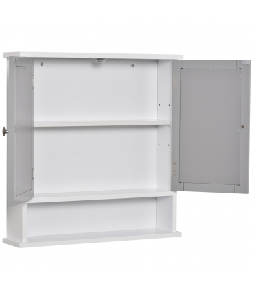 Mirror Cabinet Wall Mounted with Double Mirrored Doors, Hanging Cabinet, Grey