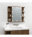 Mirror Cabinet with LED Brown Oak 70x16.5x60 cm