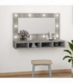 Mirror Cabinet with LED Grey Sonoma 90x31.5x62 cm