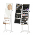 Mirrored Jewellery Cabinet  LED Light Lockable Jewellery Armoire White