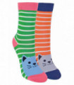 Miss Sparrow - Girls 2 Pack Bamboo Socks (4-6 Years / Kitty Cats)