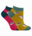 Miss Sparrow - Ladies 2 Pack Bamboo Trainer Socks (4-7 / Hedgehogs)