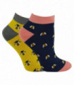 Miss Sparrow - Ladies 2 Pack Bamboo Trainer Socks (4-7 / Honey Bees)