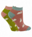 Miss Sparrow - Ladies 2 Pack Bamboo Trainer Socks (4-7 / Rabbits)