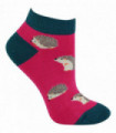 Miss Sparrow - Ladies Bamboo Trainer Socks (4-7 / Hedgehogs (Hot Pink))