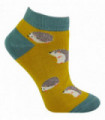 Miss Sparrow - Ladies Bamboo Trainer Socks (4-7 / Hedgehogs (Yellow))