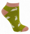 Miss Sparrow - Ladies Bamboo Trainer Socks (4-7 / Rabbits (Lime))