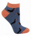 Miss Sparrow - Ladies Bamboo Trainer Socks (4-7 / Sausage Dogs (Blue))