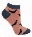 Miss Sparrow - Ladies Bamboo Trainer Socks (4-7 / Sausage Dogs (Pink))