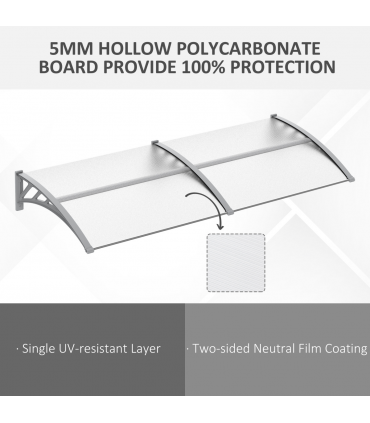 Door Canopy Awning Outdoor Window Rain Shelter Cover Clear