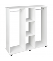 Mobile Double Open Wardrobe w/ Clothes Hanging Rail Colthing White