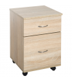 Mobile File Cabinet Wooden Side Table with 2 Drawers Pedestal Office Oak