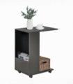 Mobile Sofa Side Table for Laptop Coffee w/ Storage and Casters, Black