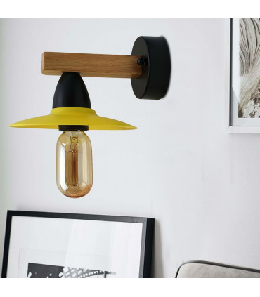 Wall light Yellow Metal LED Wall Mounting Fixture 15x15cm E27 Bulb