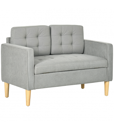 Modern 2 Seater Sofa with Storage Compact Loveseat Sofa for Living Room Grey