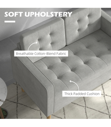 Modern 2 Seater Sofa with Storage Compact Loveseat Sofa for Living Room Grey