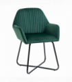 Modern Accent Chair Velvet-Feel Upholstered Lounge Armchair Metal Base Green