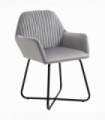 Modern Accent Chair Velvet-Feel Upholstered Lounge Armchair Metal Base Grey