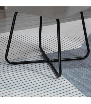 Modern Accent Chair Velvet-Feel Upholstered Lounge Armchair Metal Base Grey