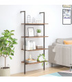 4-Tier Leaning Shelf Dark Brown and Black 64x35x152.5 cm