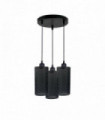 Ceiling Rose 3 Way Hanging Pendant Lamp Black Metal + PVC E27 3 Light Holder