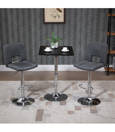 Modern Adjustable Counter Bar TableBlack and Silver Frame