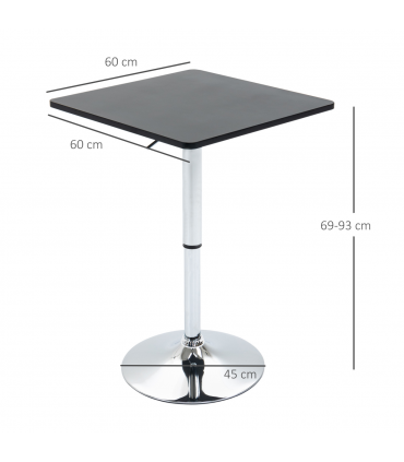 Modern Adjustable Counter Bar TableBlack and Silver Frame