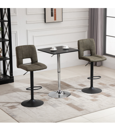 Modern Adjustable Counter Bar TableBlack and Silver Frame