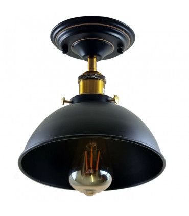 Ceiling Light Industrial Retro Metal Flush Mount Black 14cm x 4cm