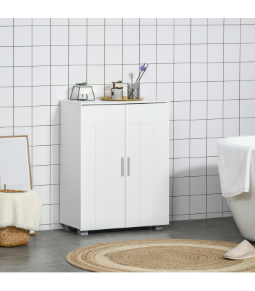 Modern Bathroom Floor Cabinet,  with 3 Tier Shelves, White