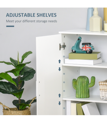 Modern Bathroom Floor Cabinet,  with 3 Tier Shelves, White