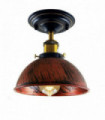 Ceiling Light Industrial Retro Rustic Red Metal Flush Mount Fitting 14cm x 4cm