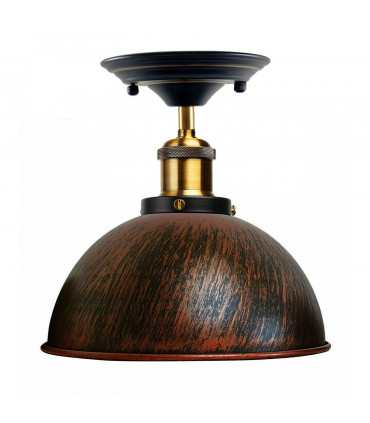Ceiling Light Industrial Retro Rustic Red Metal Flush Mount Fitting 14cm x 4cm