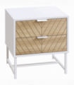Modern Bedside Table with 2 Drawers, Sofa Side Table for Bedroom, White and Oak