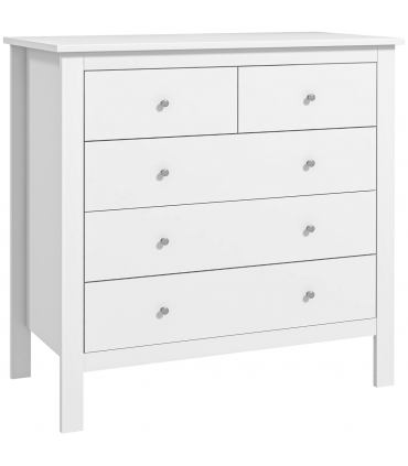 Modern Chest of Drawers, 5 Drawer Storage Cabinet White