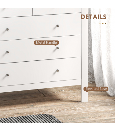 Modern Chest of Drawers, 5 Drawer Storage Cabinet White