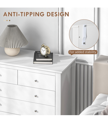 Modern Chest of Drawers, 5 Drawer Storage Cabinet White