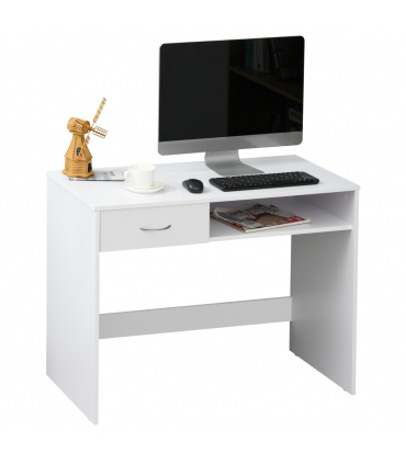 Modern Computer w/ Shelf Drawer Standing Writing Station White